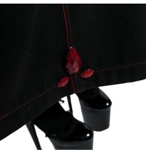 Black and Red 'Karmay' Hooded Coat