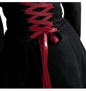 Black and Red 'Karmay' Hooded Coat