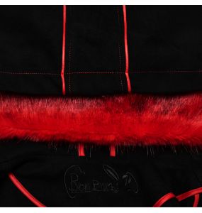 Black and Red 'Karmay' Hooded Coat