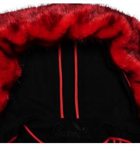 Black and Red 'Karmay' Hooded Coat