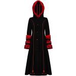 Manteau à Capuche 'Karmay' Noir et Rouge