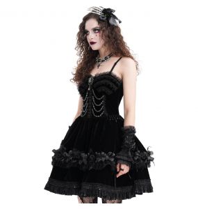 Robe Courte Gothic Lolita 'Amelina' Noire