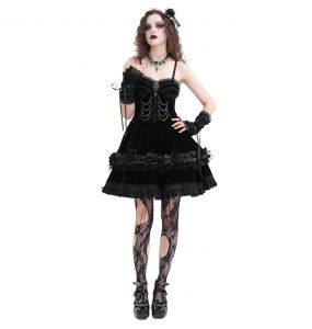Black 'Amelina' Gothic Lolita Short Dress