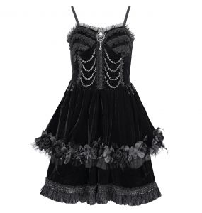 Black 'Amelina' Gothic Lolita Short Dress