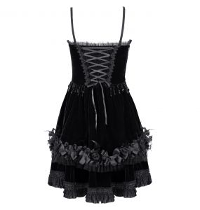 Black 'Amelina' Gothic Lolita Short Dress