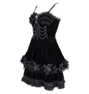 Black 'Amelina' Gothic Lolita Short Dress