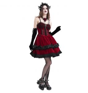 Robe Courte Gothic Lolita 'Amelina' Rouge