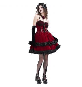 Robe Courte Gothic Lolita 'Amelina' Rouge