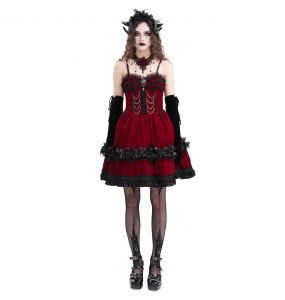 Robe Courte Gothic Lolita 'Amelina' Rouge