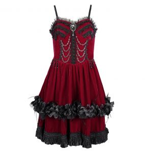 Robe Courte Gothic Lolita 'Amelina' Rouge