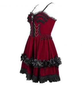 Robe Courte Gothic Lolita 'Amelina' Rouge
