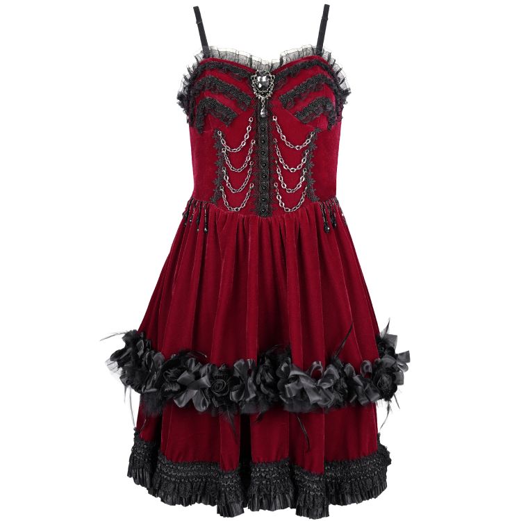 Robe Courte Gothic Lolita 'Amelina' Rouge