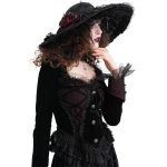 Veste Courte 'Amelie' en Velours Noire et Bordeaux