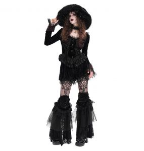 Veste Courte 'Amelie' en Velours Noire et Bordeaux