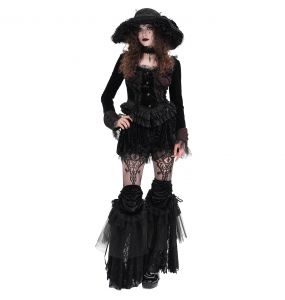 Veste Courte 'Amelie' en Velours Noire et Bordeaux