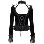 Veste Courte 'Amelie' en Velours Noire et Bordeaux