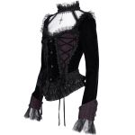 Veste Courte 'Amelie' en Velours Noire et Bordeaux