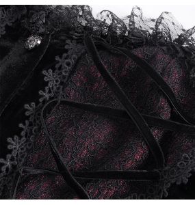 Veste Courte 'Amelie' en Velours Noire et Bordeaux