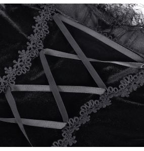 Veste Courte 'Amelie' en Velours Noire et Bordeaux