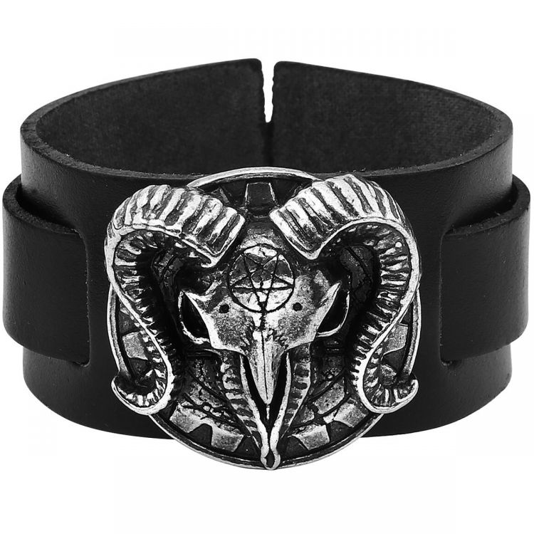 Black Gears of Aiwass Leather Wrist Strap