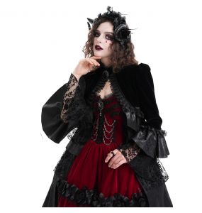 Veste 'Amelina' en Dentelle et Velours Noirs
