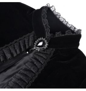 Veste 'Amelina' en Dentelle et Velours Noirs