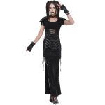 Longue Jupe Fendue 'Midnight Bloom' Noire