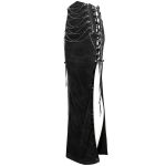 Longue Jupe Fendue 'Midnight Bloom' Noire