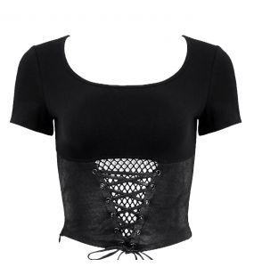 Black 'Midnight Bloom' Short Sleeves Top