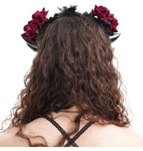 Bandeau 'Horns and Roses' Noir et Rouge