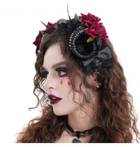 Bandeau 'Horns and Roses' Noir et Rouge