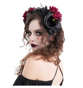 Bandeau 'Horns and Roses' Noir et Rouge