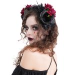 Bandeau 'Horns and Roses' Noir et Rouge