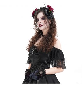 Bandeau 'Horns and Roses' Noir et Rouge