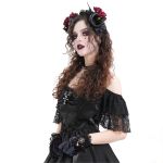 Bandeau 'Horns and Roses' Noir et Rouge