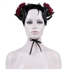 Bandeau 'Horns and Roses' Noir et Rouge