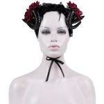 Bandeau 'Horns and Roses' Noir et Rouge