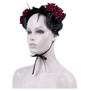 Bandeau 'Horns and Roses' Noir et Rouge