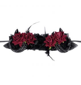 Bandeau 'Horns and Roses' Noir et Rouge