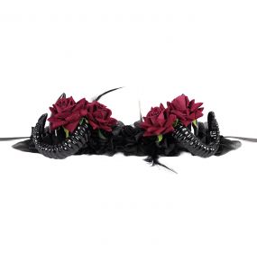Bandeau 'Horns and Roses' Noir et Rouge