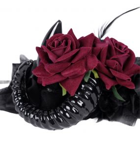 Bandeau 'Horns and Roses' Noir et Rouge