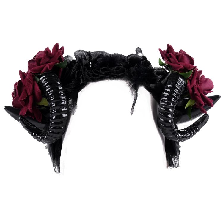 Bandeau 'Horns and Roses' Noir et Rouge