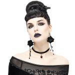 Boucles d'Oreilles 'Black Roses' Noires