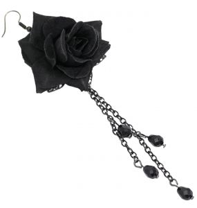 Boucles d'Oreilles 'Black Roses' Noires