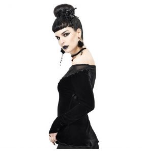 Black 'Gauterit' Long Sleeves Top