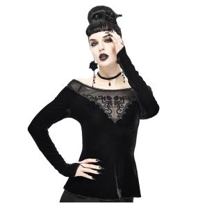 Black 'Gauterit' Long Sleeves Top