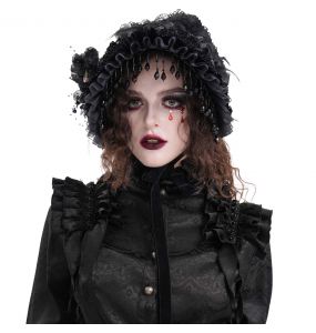 Demi-Chapeau Gothic Lolita 'Laura' Noir