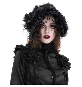 Demi-Chapeau Gothic Lolita 'Laura' Noir