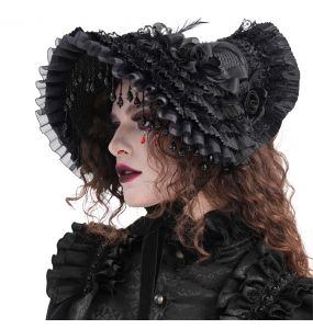 Demi-Chapeau Gothic Lolita 'Laura' Noir