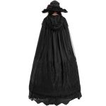 Longue Cape à Capuche 'Darkness' en Dentelle Noire